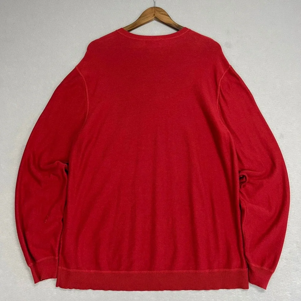VTG Eddie Bauer Pima Cotton Sweater Men's XXL Knit Crew Neck Long Sleeve Red 90s - Picture 2 of 6